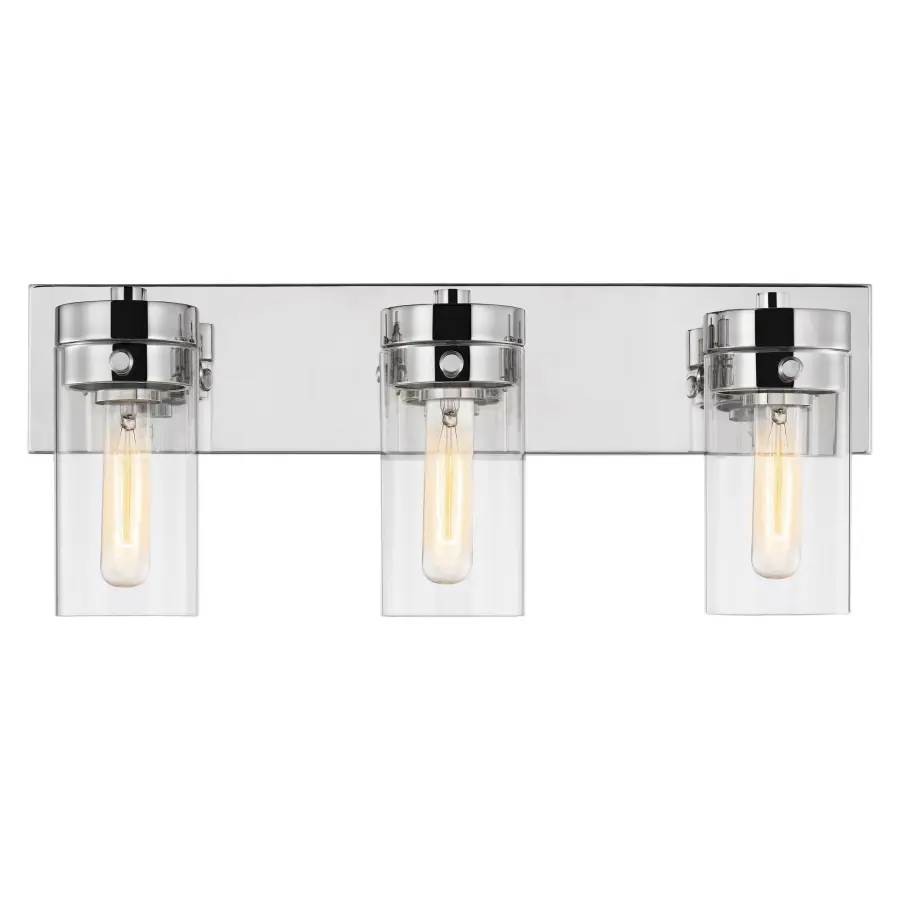 Intersection 3-Light Vanity in Polished Nickel with Clear Glass - Image 3