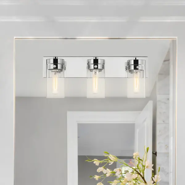 Intersection 3-Light Vanity in Polished Nickel with Clear Glass - Image 6
