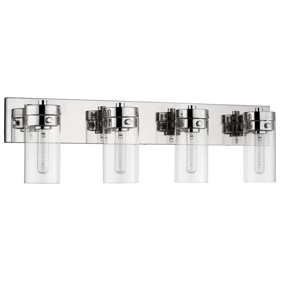 Intersection 4-Light Vanity in Polished Nickel with Clear Glass - Image 1