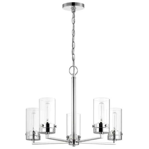 Intersection 5-Light Chandelier in Polished Nickel with Clear Glass - Image 1