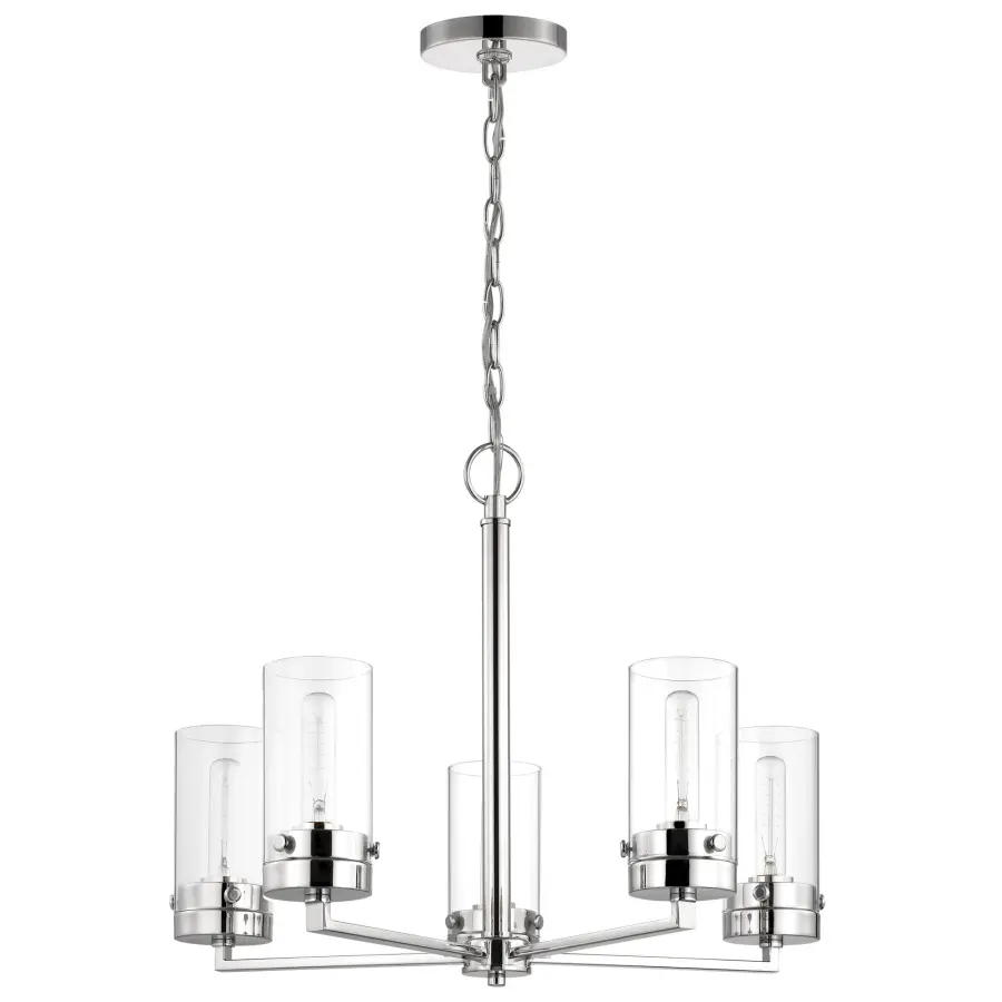 Intersection 5-Light Chandelier in Polished Nickel with Clear Glass - Image 1