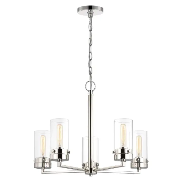 Intersection 5-Light Chandelier in Polished Nickel with Clear Glass - Image 2