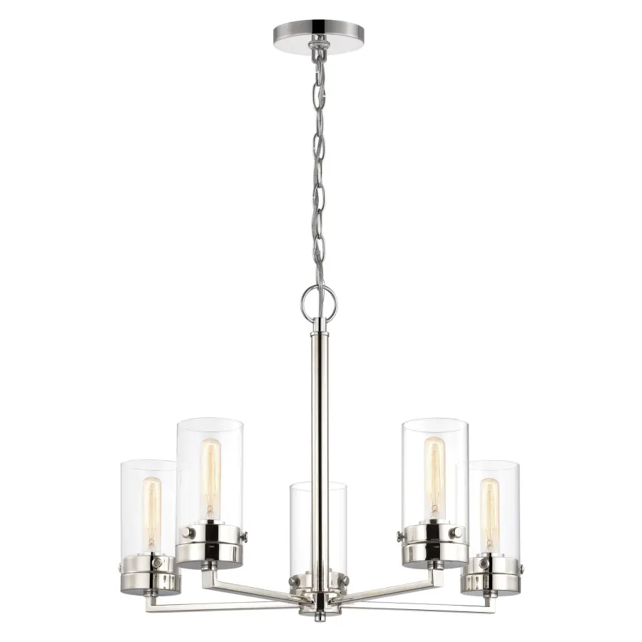 Intersection 5-Light Chandelier in Polished Nickel with Clear Glass - Image 2