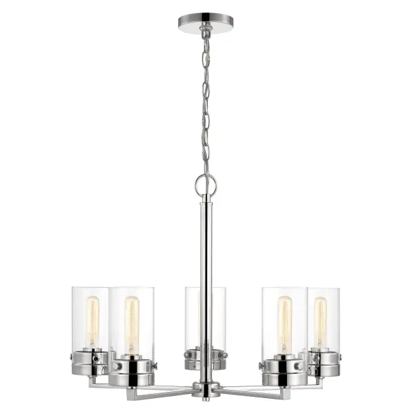 Intersection 5-Light Chandelier in Polished Nickel with Clear Glass - Image 3