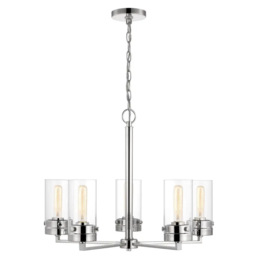 Intersection 5-Light Chandelier in Polished Nickel with Clear Glass - Image 3