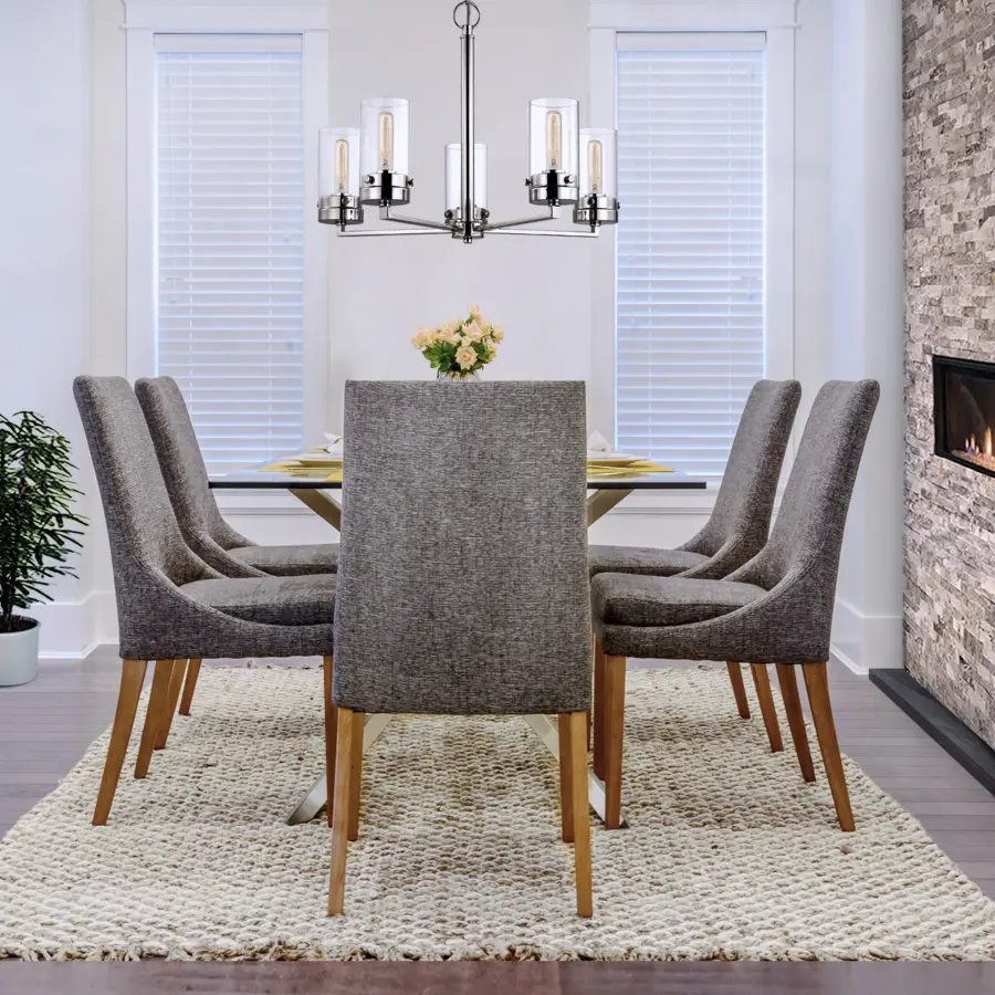 Intersection 5-Light Chandelier in Polished Nickel with Clear Glass - Image 5