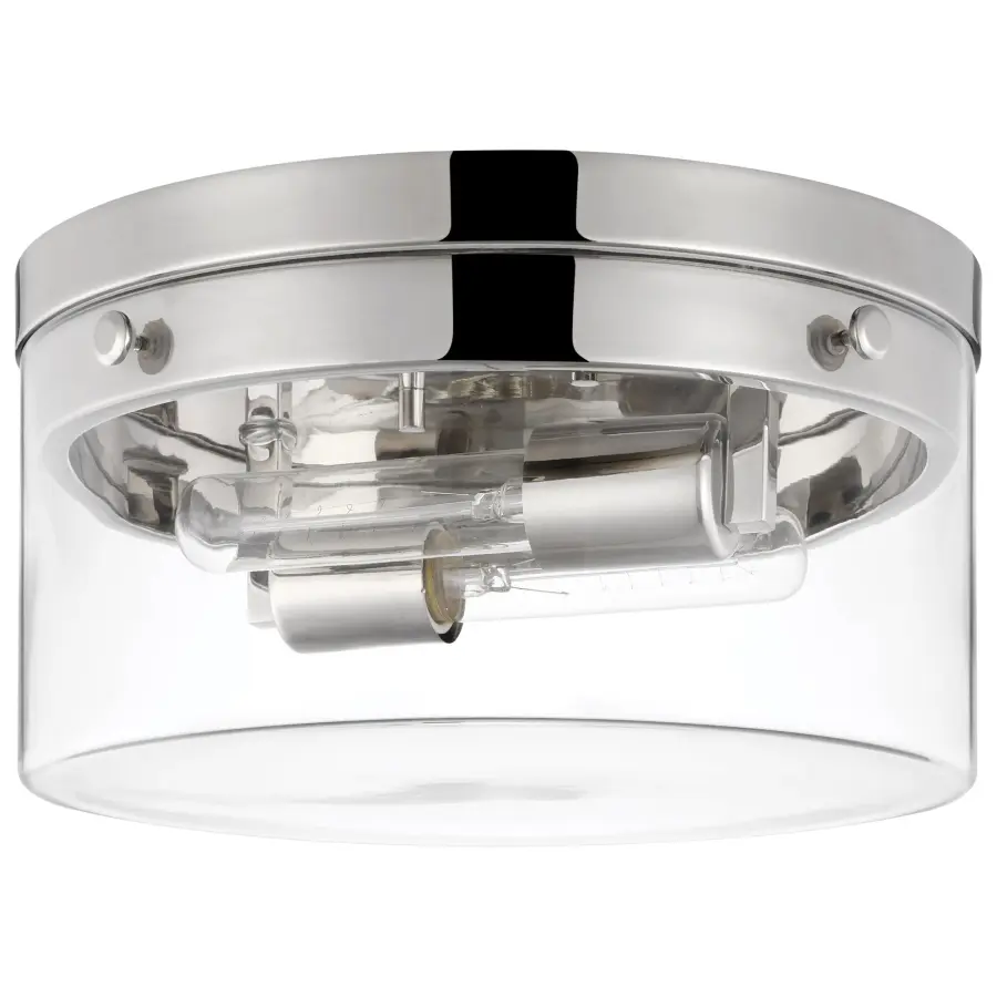 Intersection Medium Flush Mount - Polished Nickel with Clear Glass - Image 1