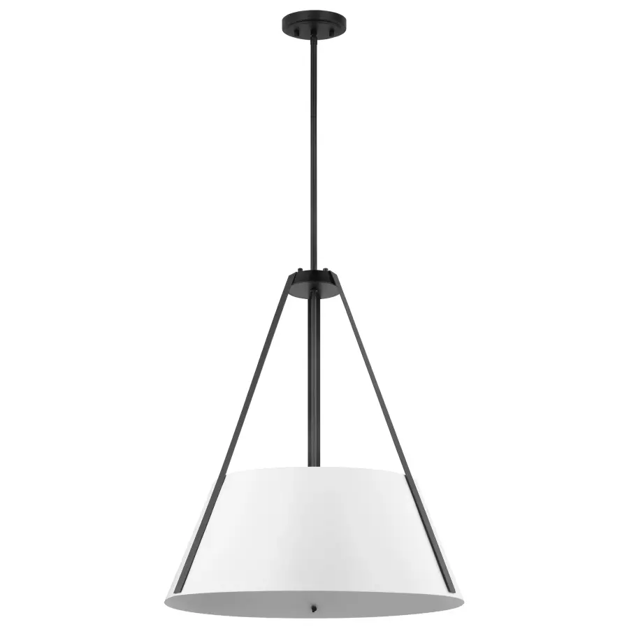Brewster 3-Light Pendant in Black with White Shade - Image 1