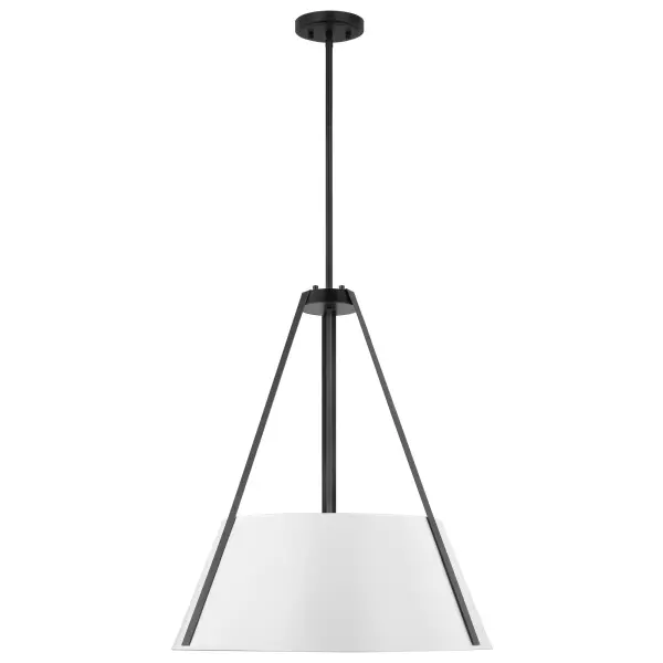 The Brewster pendant combines simplicity and versatility with its contrasting black metal arms and crisp white shade. Perfect for traditional, transitional, or modern spaces, this 3-light fixture delivers understated elegance. - alternate view