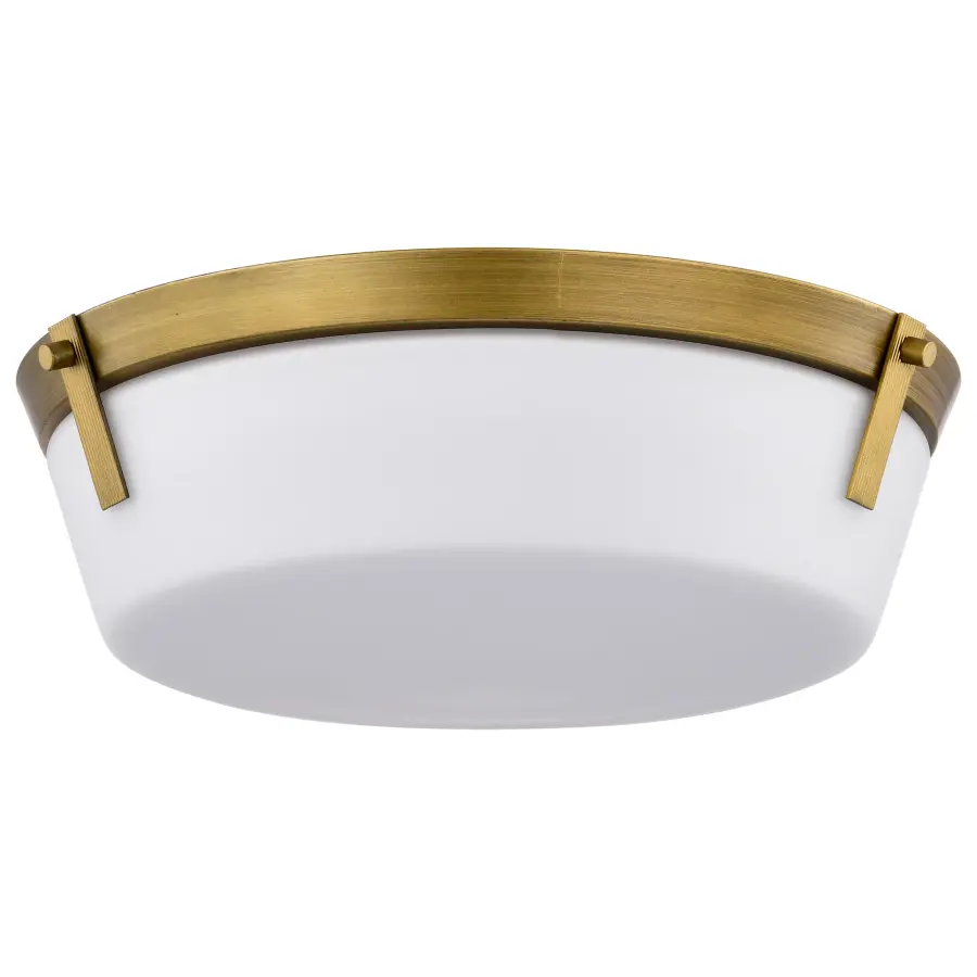 Rowen 3-Light Flush Mount in Natural Brass with Etched White Glass - Image 1