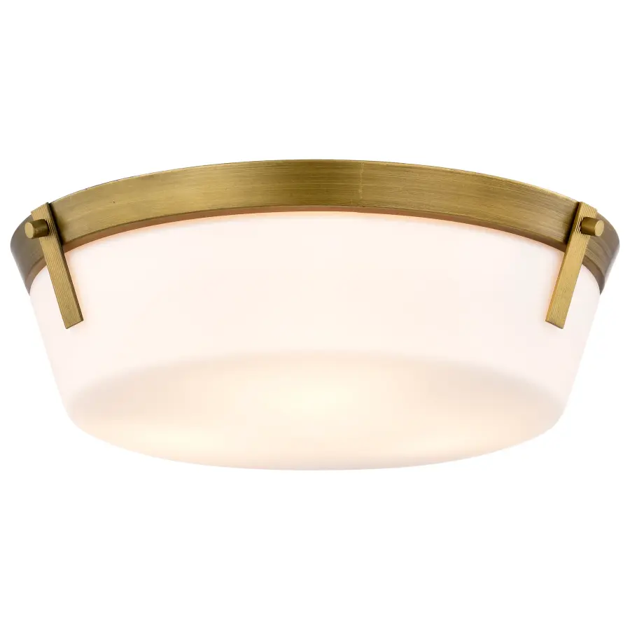 Rowen 3-Light Flush Mount in Natural Brass with Etched White Glass - Image 2