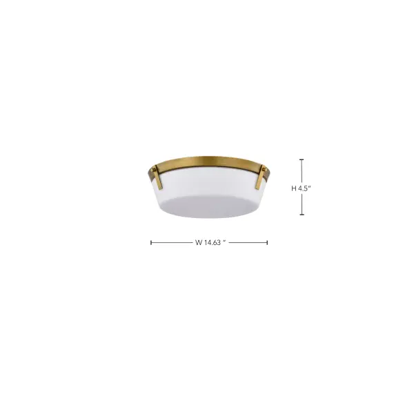 Rowen 3-Light Flush Mount in Natural Brass with Etched White Glass - Image 13
