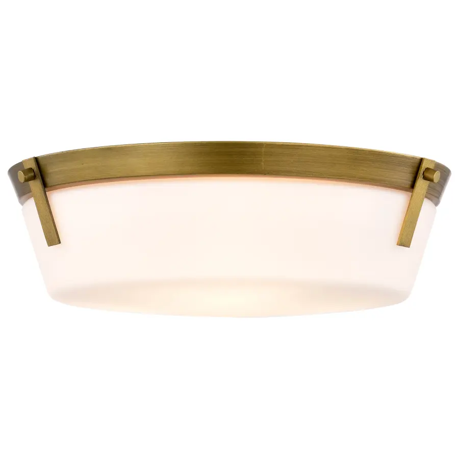 Rowen 3-Light Flush Mount in Natural Brass with Etched White Glass - Image 4