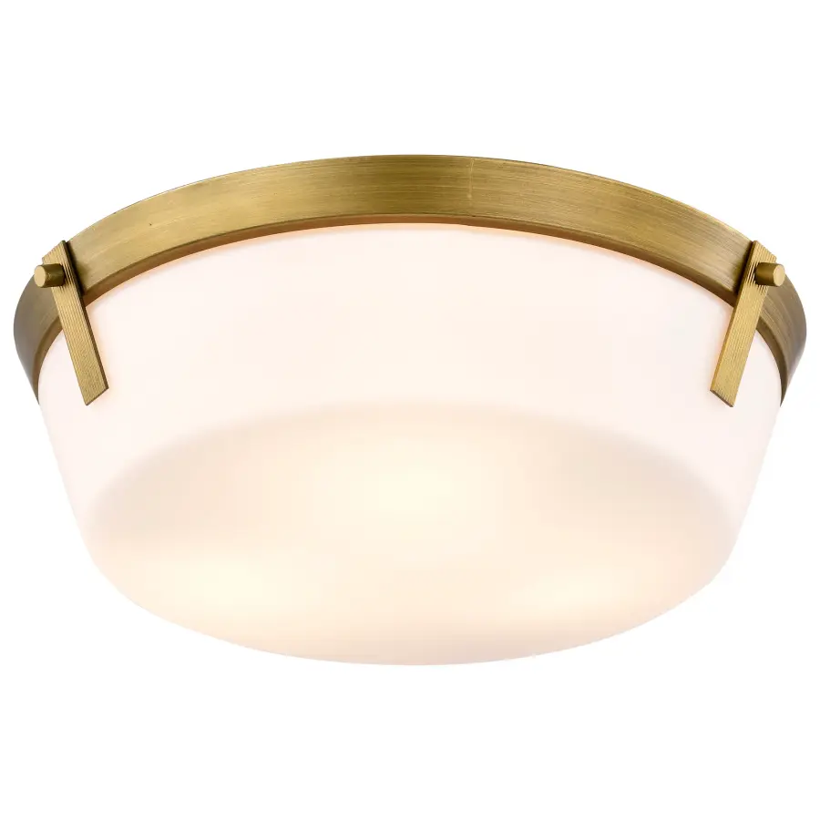 Rowen 3-Light Flush Mount in Natural Brass with Etched White Glass - Image 6