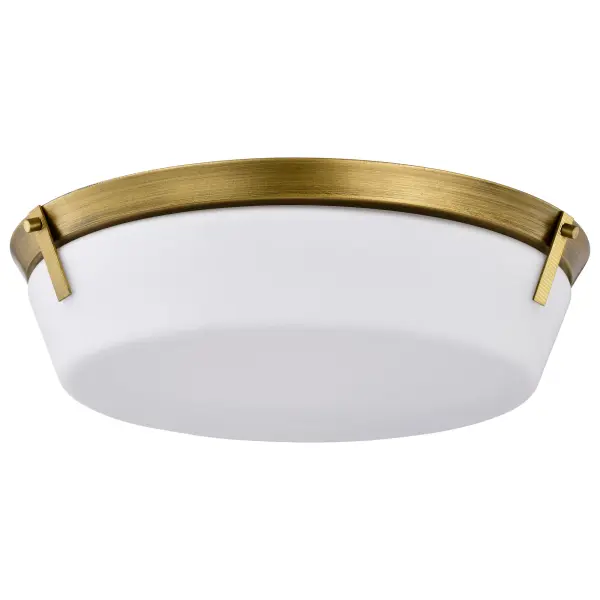 Rowen 4-Light Flush Mount in Natural Brass with Etched White Glass - Image 1
