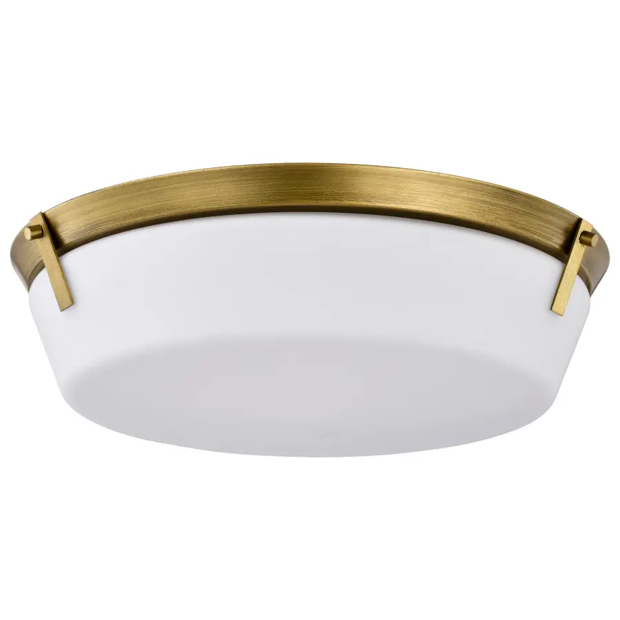 Rowen 4-Light Flush Mount in Natural Brass with Etched White Glass - Image 1