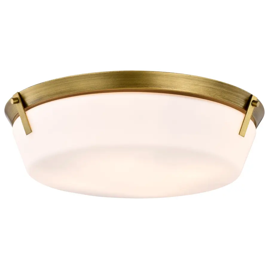 Rowen 4-Light Flush Mount in Natural Brass with Etched White Glass - Image 2
