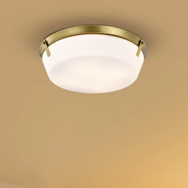 Rowen 4-Light Flush Mount in Natural Brass with Etched White Glass - Image 13