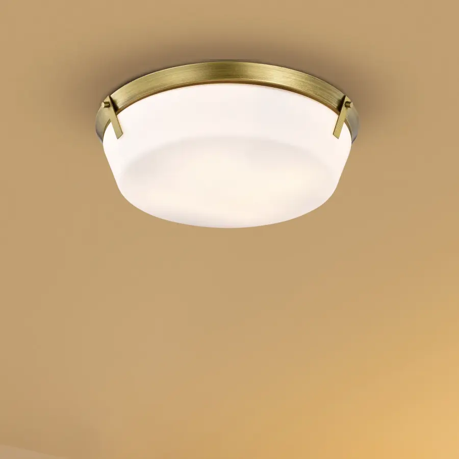 Rowen 4-Light Flush Mount in Natural Brass with Etched White Glass - Image 13