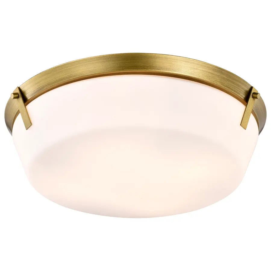 Rowen 4-Light Flush Mount in Natural Brass with Etched White Glass - Image 5