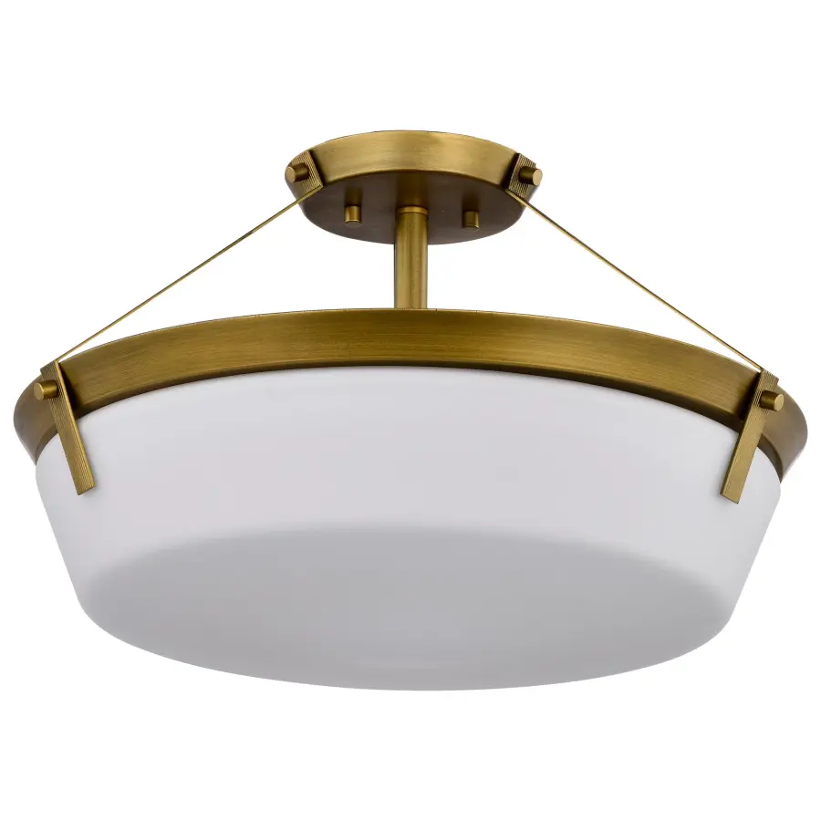 Rowen 4-Light Semi-Flush Mount in Natural Brass - Image 1