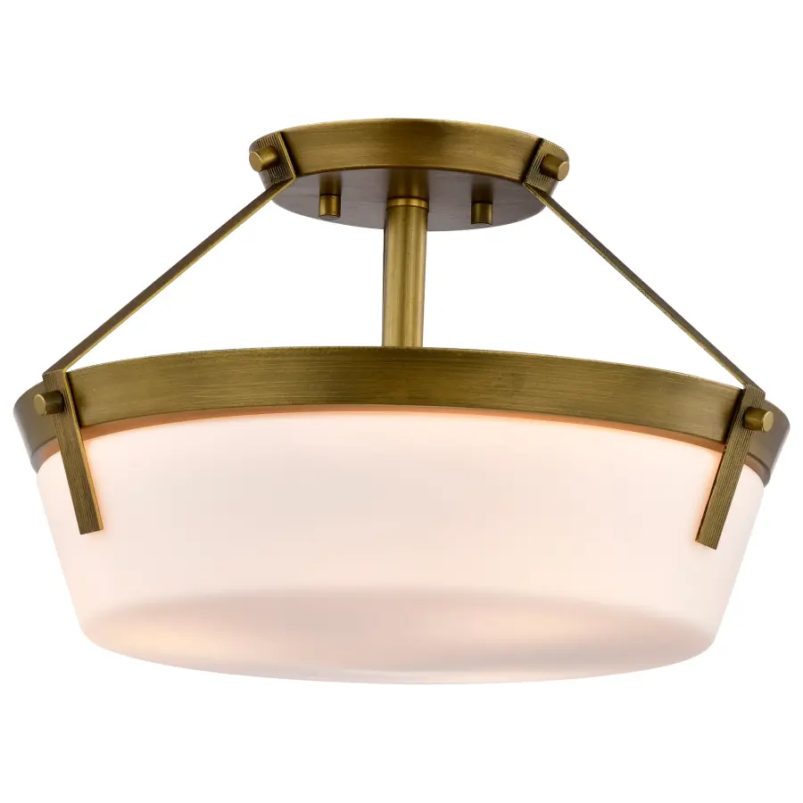 Rowen 3-Light Semi Flush Mount in Natural Brass - Image 2