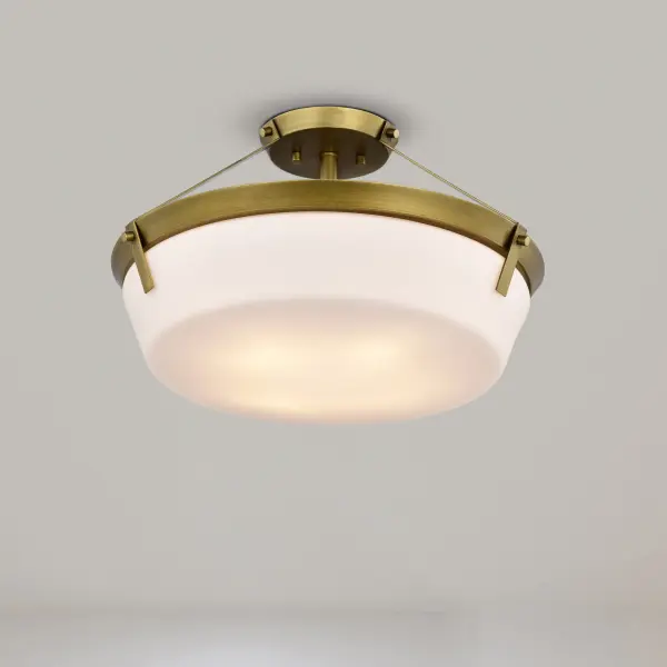 Rowen 3-Light Semi Flush Mount in Natural Brass - Image 15