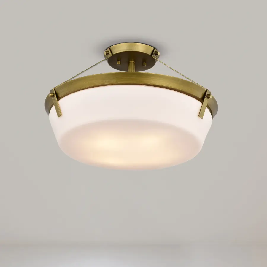 Rowen 3-Light Semi Flush Mount in Natural Brass - Image 15