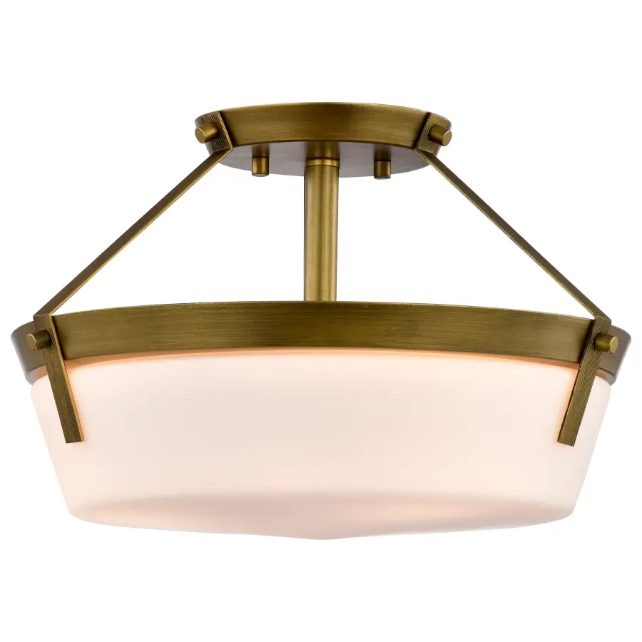 Rowen 3-Light Semi Flush Mount in Natural Brass - Image 4