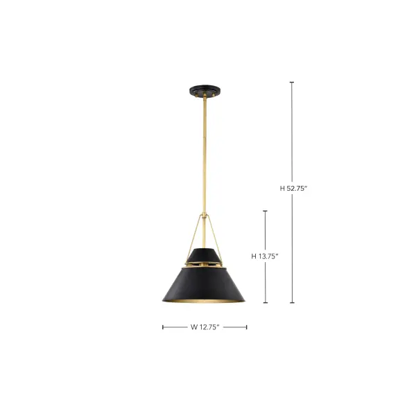 Adina 1-Light Medium Pendant in Matte Black and Natural Brass - Image 15
