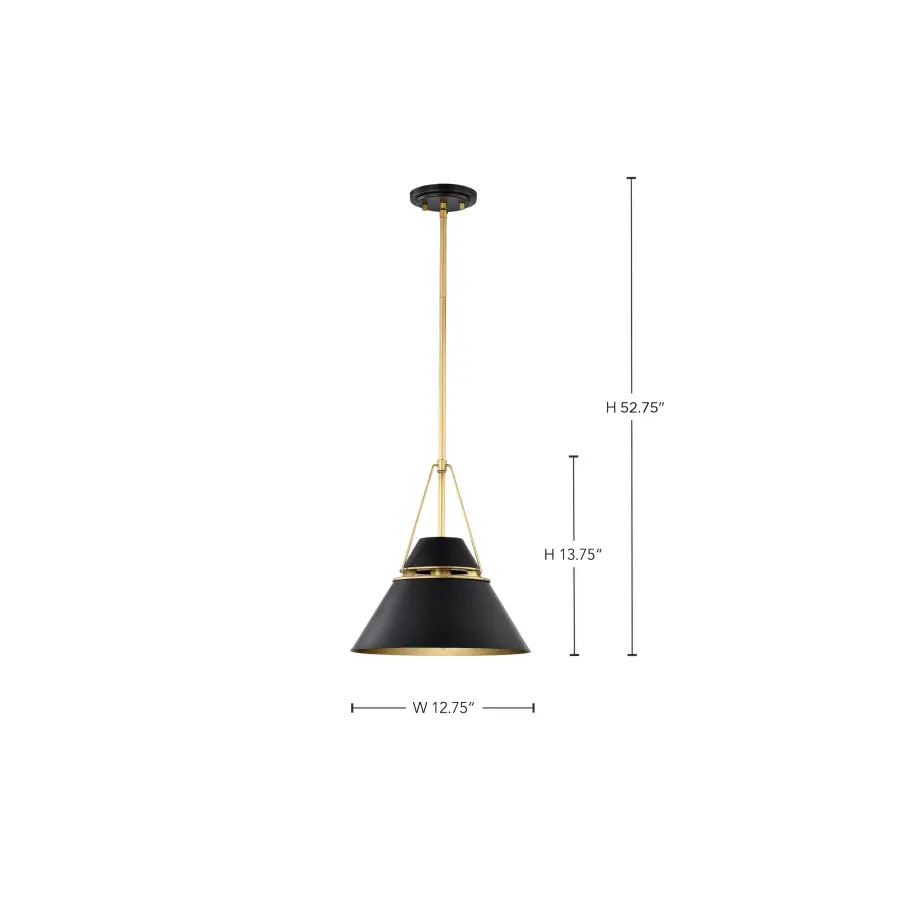 Adina 1-Light Medium Pendant in Matte Black and Natural Brass - Image 15