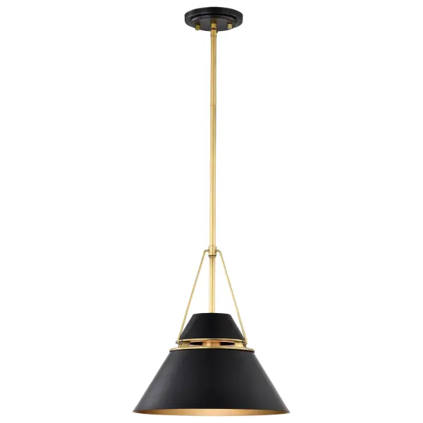 Adina 1-Light Medium Pendant in Matte Black and Natural Brass - Image 6