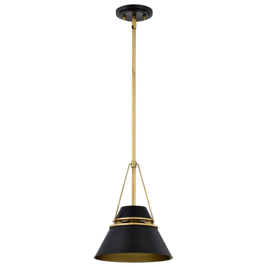 Adina Small Pendant Light in Matte Black and Natural Brass - Image 1