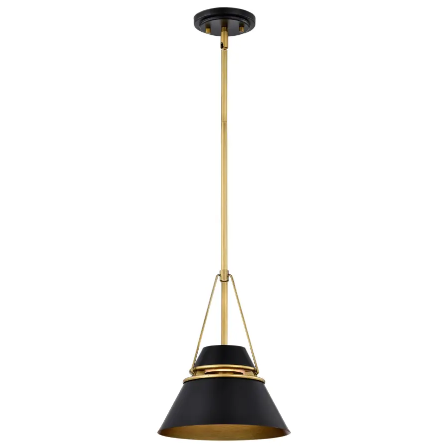 Adina Small Pendant Light in Matte Black and Natural Brass - Image 2