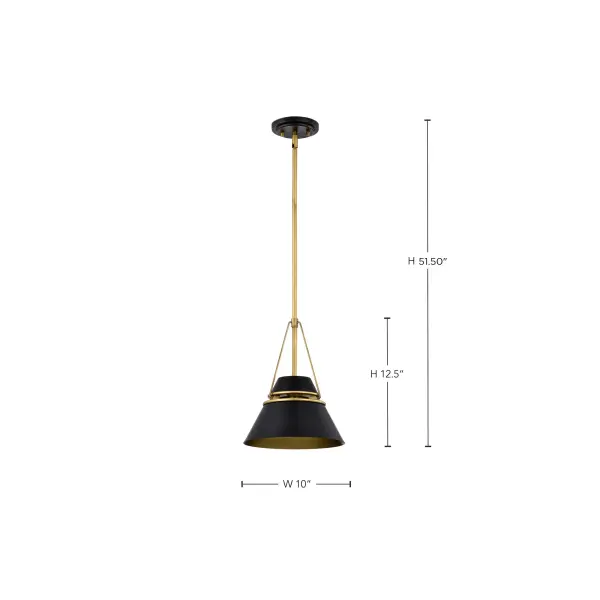 Adina Small Pendant Light in Matte Black and Natural Brass - Image 16