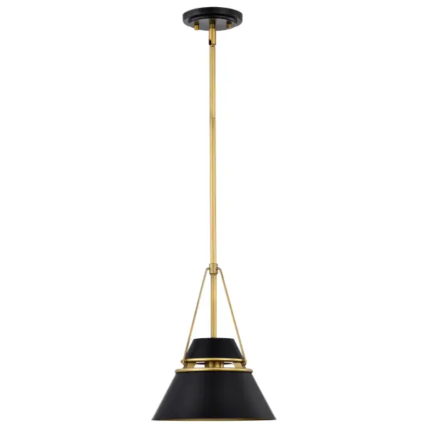 Adina Small Pendant Light in Matte Black and Natural Brass - Image 3