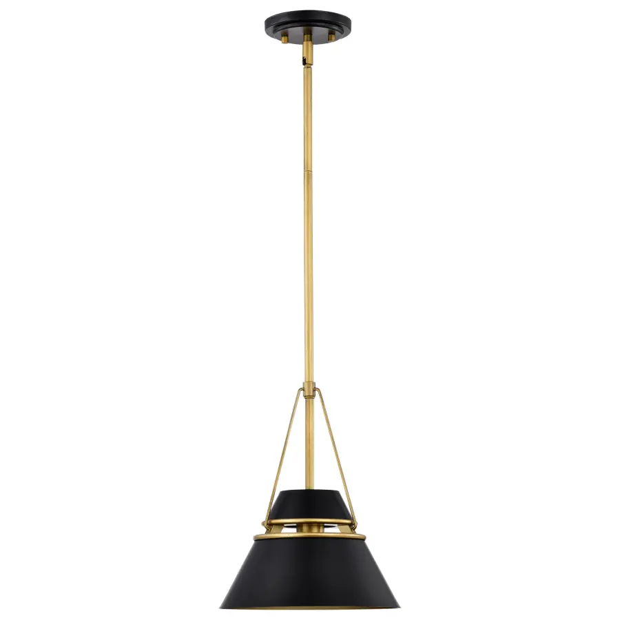 Adina Small Pendant Light in Matte Black and Natural Brass - Image 3