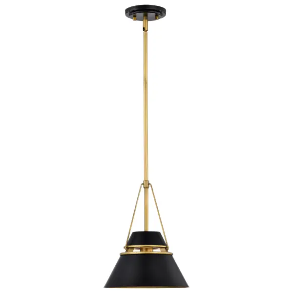 Adina Small Pendant Light in Matte Black and Natural Brass - Image 4