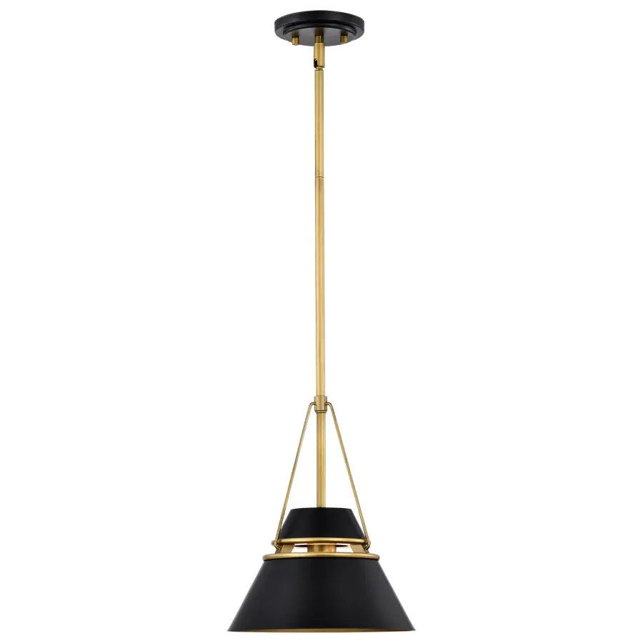 Adina Small Pendant Light in Matte Black and Natural Brass - Image 4