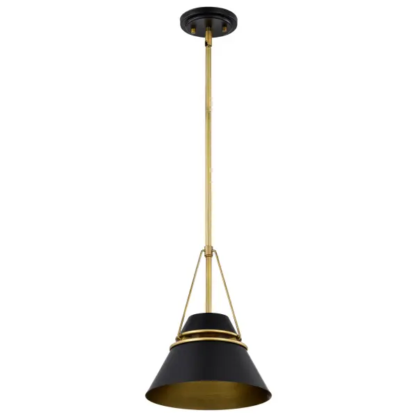 Adina Small Pendant Light in Matte Black and Natural Brass - Image 5