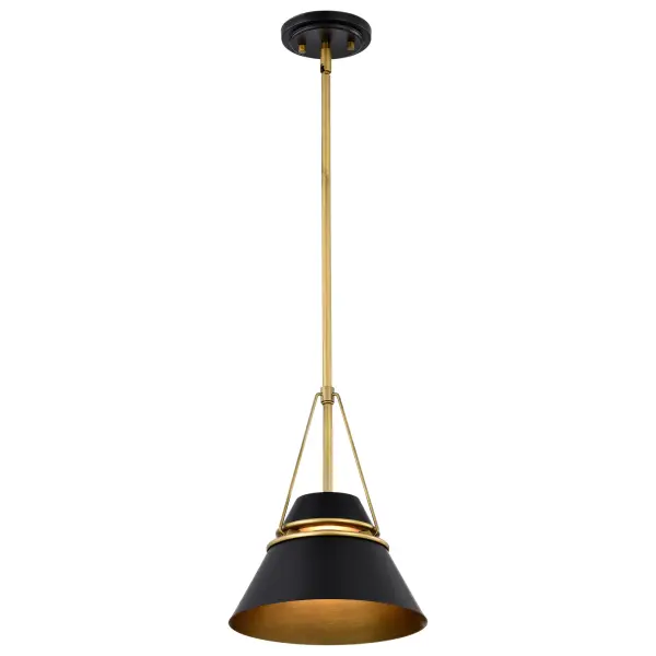 Adina Small Pendant Light in Matte Black and Natural Brass - Image 6