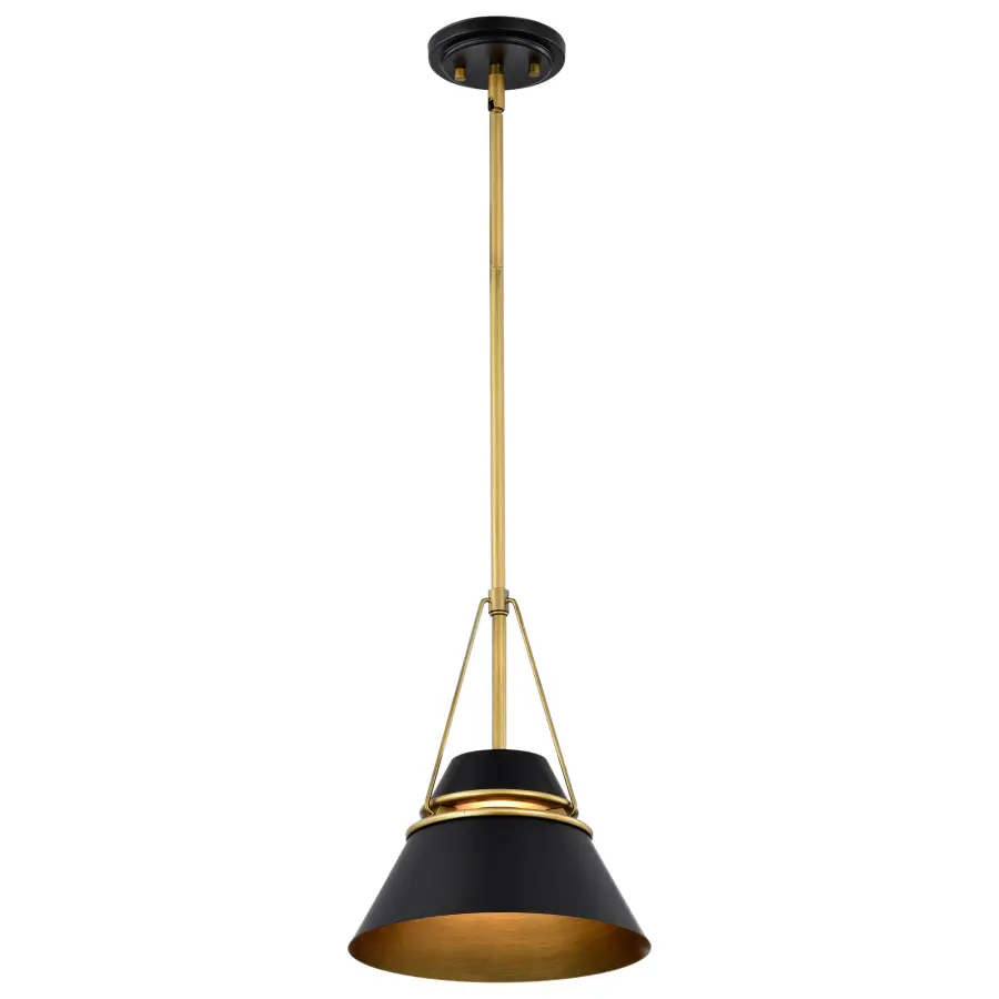 Adina Small Pendant Light in Matte Black and Natural Brass - Image 6