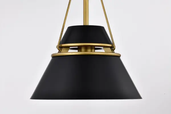 Adina Small Pendant Light in Matte Black and Natural Brass - Image 7
