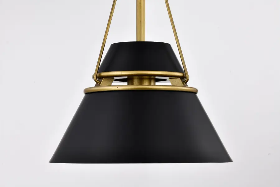 Adina Small Pendant Light in Matte Black and Natural Brass - Image 7