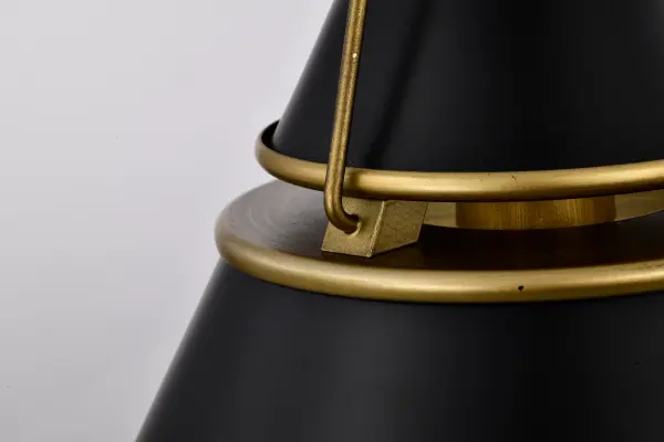 Adina Small Pendant Light in Matte Black and Natural Brass - Image 8