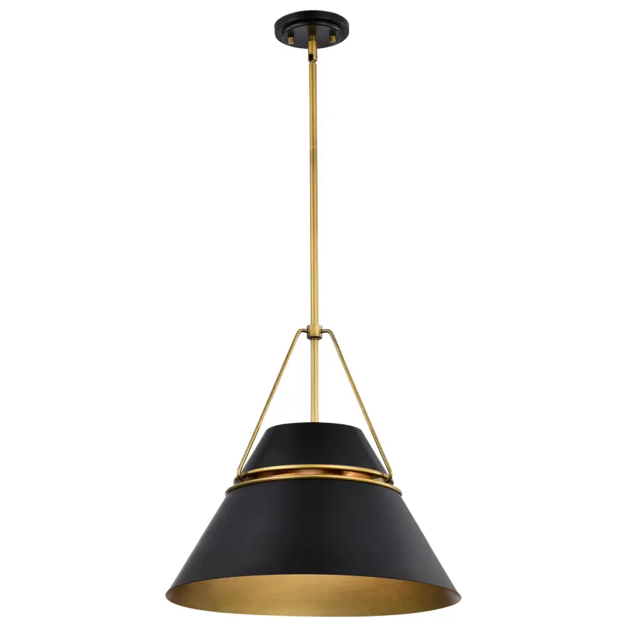 Adina 3-Light Large Pendant in Matte Black and Natural Brass - Image 2