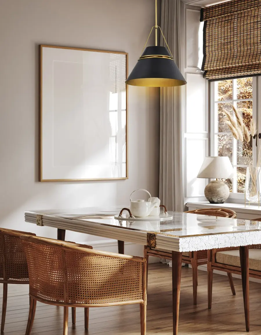 Adina 3-Light Large Pendant in Matte Black and Natural Brass - Image 12