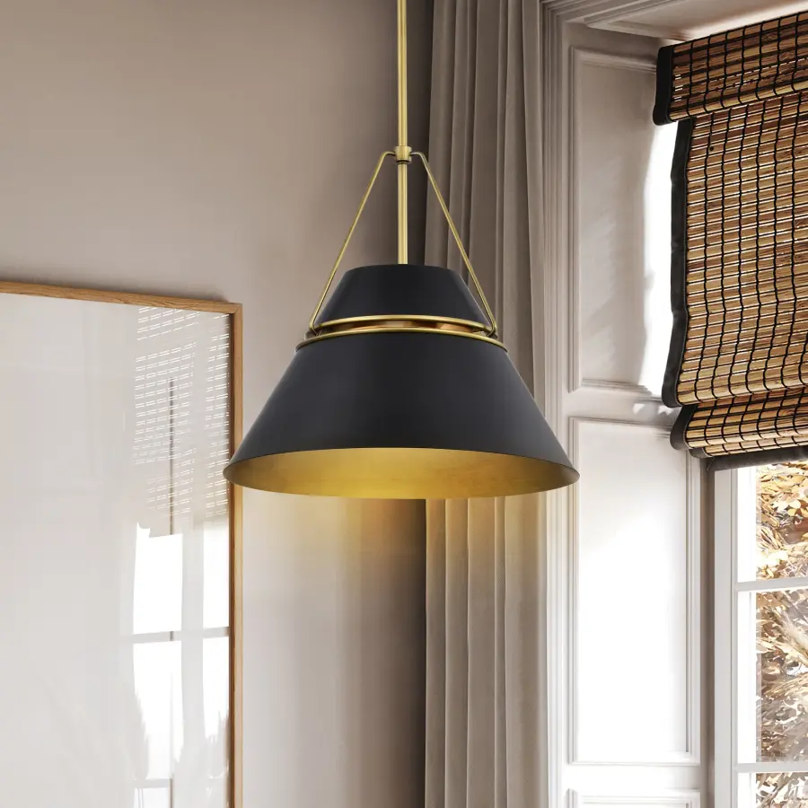 Adina 3-Light Large Pendant in Matte Black and Natural Brass - Image 13