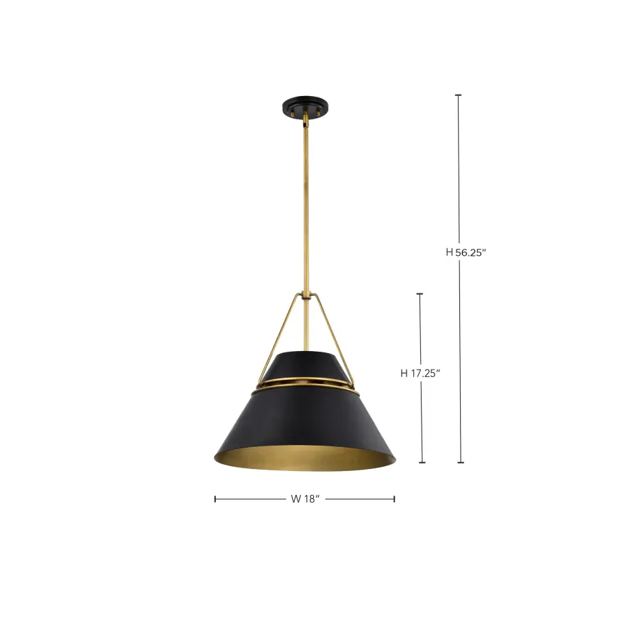 Adina 3-Light Large Pendant in Matte Black and Natural Brass - Image 14