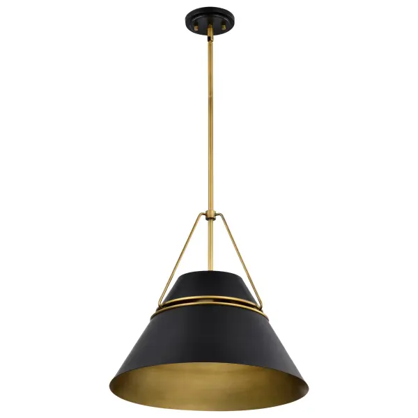 Adina 3-Light Large Pendant in Matte Black and Natural Brass - Image 3